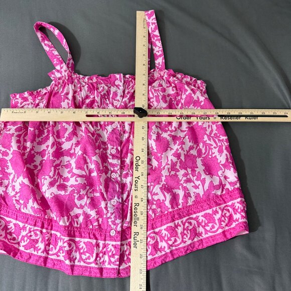 J. Crew Top Women's Small Button Front Tank Adjustable Strap Rosebud Floral Pink - Picture 13 of 15